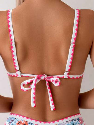 Swim Mod مجموعة بيكيني مثيرة نسائية للصيف مع طبعات زهور لشاطئ البحر مكونة من قطعتين، ملابس سباحة