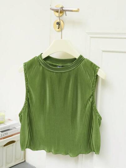 EZwear مجموعة (ملابس علوية وشورت) مقاسات كبيرة للنساء بلون سادة، مناسبة للاستخدام اليومي، بدون أكمام، 2 قطعة
