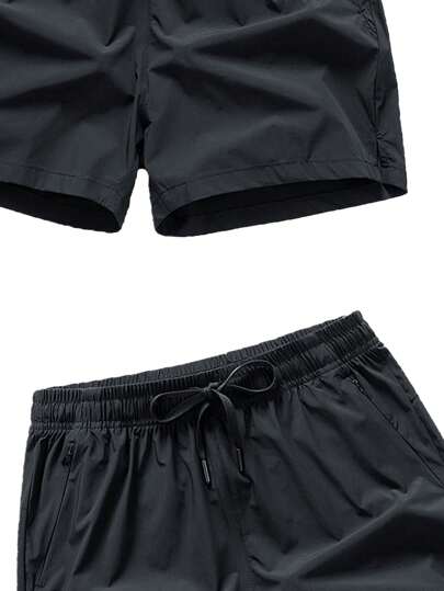 مجموعة بنطال وتي شيرت رياضي بأكمام قصيرة منعش وسريع التجفيف من الحرير الصناعي بأسلوب الحبيب للرجال في فصل الصيف
