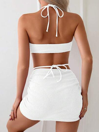 Swim بكيني أسود وتنورة غطاء للشاطئ، صيفي