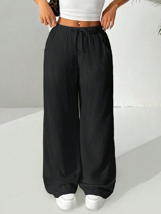 EZwear سروال نسائي يومي بسيط بلون سادة طويل
