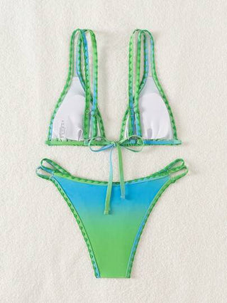 Swim Vcay مجموعة بيكيني سباغيتي صيفية نسائية بتدرج الألوان للشاطئ، للعطلة