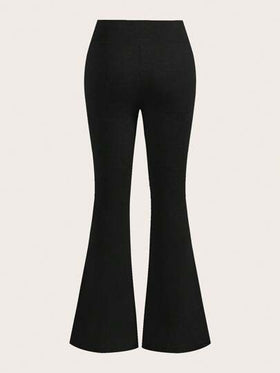SHEIN EZwear ملابس نسائية , مجموعة سروال أسود ورمادي ذو تصميم مناسب للقوام، متطاير مناسب للكاجوال