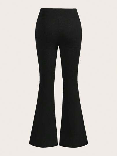 SHEIN EZwear ملابس نسائية , مجموعة سروال أسود ورمادي ذو تصميم مناسب للقوام، متطاير مناسب للكاجوال