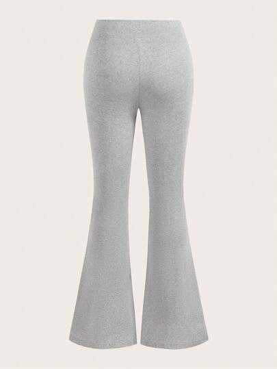 SHEIN EZwear ملابس نسائية , مجموعة سروال أسود ورمادي ذو تصميم مناسب للقوام، متطاير مناسب للكاجوال