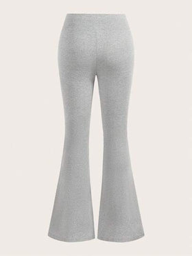 SHEIN EZwear ملابس نسائية , مجموعة سروال أسود ورمادي ذو تصميم مناسب للقوام، متطاير مناسب للكاجوال