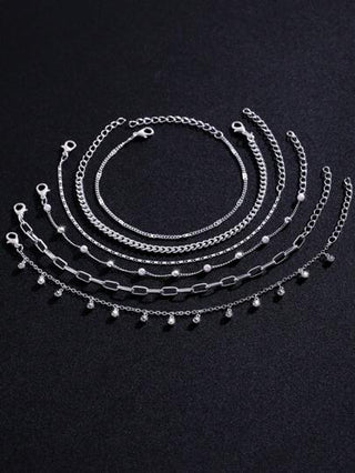 مجموعة أساور نسائية بستة قطع موضة وبسيطة باللون الفضي الجذاب ذات حبيبات مجوفة، مناسبة للإطلالات الكاجوال وصور الشارع والشاطئ والمواعيد والهدايا والإكسسوارات الاحتفالية النسائيةرمضان