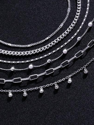 مجموعة أساور نسائية بستة قطع موضة وبسيطة باللون الفضي الجذاب ذات حبيبات مجوفة، مناسبة للإطلالات الكاجوال وصور الشارع والشاطئ والمواعيد والهدايا والإكسسوارات الاحتفالية النسائيةرمضان