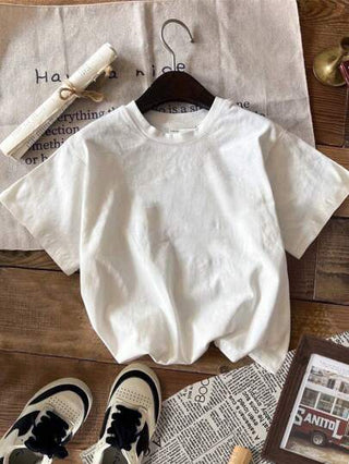SHEIN تي شيرت تي شيرت بأكمام قصيرة ذو رقبة دائرية للأولاد المراهقين، بطبعة مناظر صيفية بتصميم بسيط، مصنوع من خليط القطن مناسب للصيف