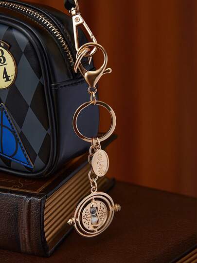 HARRY POTTER X SHEIN قلادة مفتاح على شكل مقلاب الوقت من سبيكة الزنك الذهبية، هدايا، عودة إلى المدرسة
