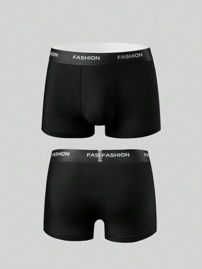 Manfinity Shein Underwear&Sleepwear Basics 7 عبوات سراويل داخلية للرجال ذات خصر مرن مكتوب عليها شعار مريحة