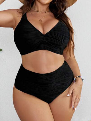 Swim Vcay بيكيني صلب مطوي مقاس زائد مكون من ملابس علوية وشورت، صيف الشاطئ