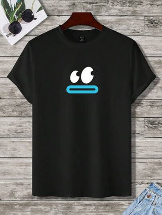 Manfinity Hypemode قميص كاجوال قصير الأكمام بطبعة كرتونية على الجوانب، مناسب لارتدائه في المناسبات ،هدية للحبيب