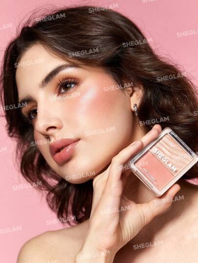 SHEGLAM مجموعة بودرة هايلايتر وأحمر خدود هجينة من Glam 101-St. Tropez Blush Highlighter Powder Palette غير قابلة للتلاشي ومتعددة الاستخدامات وغير دهنية ولامعة وخفيفة الوزن وناعمة أحمر خدود Christmas Winter Pink Brown Rosa Blush عيد الأب التخرج عيد...