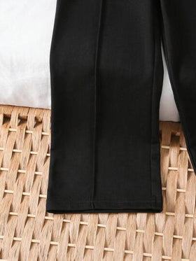 SHEIN Elladie kids بنطلون فتيات واسع الساق الصلب للإرتداء اليومي