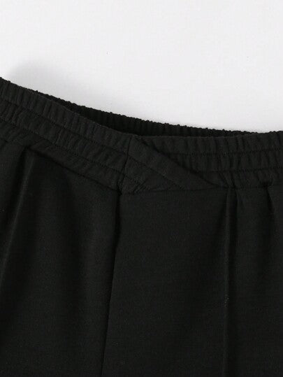 SHEIN Elladie kids بنطلون فتيات واسع الساق الصلب للإرتداء اليومي