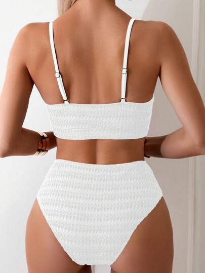 Swim مجموعة بيكيني عارية اللون النسائية العادية للصيف على الشاطئ