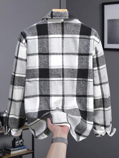 Manfinity Homme قميص رجالي كاجوال مربع الجيب للربيع والخريف، مربع الألوان، هدية للأصدقاء والزوج والحبيب، للموسم الانتقالي