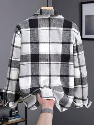 Manfinity Homme قميص رجالي كاجوال مربع الجيب للربيع والخريف، مربع الألوان، هدية للأصدقاء والزوج والحبيب، للموسم الانتقالي