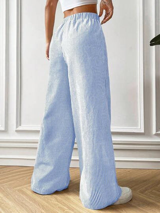 EZwear سروال نسائي موبوء بخطوط زرقاء منسوجة
