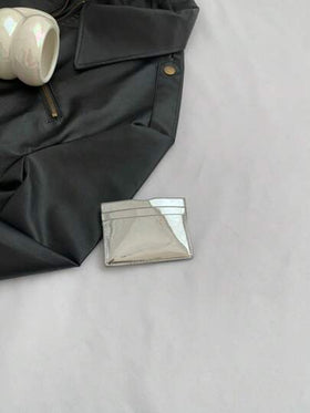 حقيبة محفظة مرآة متعددة البطاقات فاخرة باللون الفضي لحامل البطاقات، محفظة حضانة بطاقات الهوية والائتمان المصغرة للسيدات