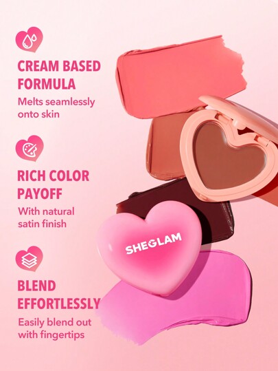 SHEGLAM أحمر خدود كريمي من Playing Cupid-Devotion 7 Shades متعدد الاستخدامات على شكل قلب برتقالي للشفاه والخدود، كريم شفاه غير دهني قابل للمزج، غير قابل للتلاشي، ذو لمسة نهائية ساتانية طبيعية، مكياج وجه غير دهني عيد الأب التخرج عيد الميلاد العطلة...