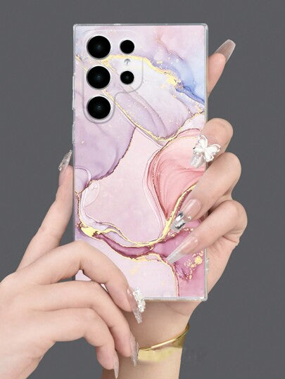 غطاء هاتف شفاف ذو نسيج الرخام الملون - بنمط غير متماثل - متوافق مع هواتف iPhone, Galaxy S24, S24+, S24 Ultra, S23, S23+, S23 Ultra, S22 Ultra, S22+, S21, S21+, S21 FE, S20 Lite, S20+, S20 Ultra, S20 FE، غطاء واقٍ مقاوم للصدمات