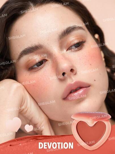 SHEGLAM أحمر خدود كريمي من Playing Cupid-Devotion 7 Shades متعدد الاستخدامات على شكل قلب برتقالي للشفاه والخدود، كريم شفاه غير دهني قابل للمزج، غير قابل للتلاشي، ذو لمسة نهائية ساتانية طبيعية، مكياج وجه غير دهني عيد الأب التخرج عيد الميلاد العطلة...