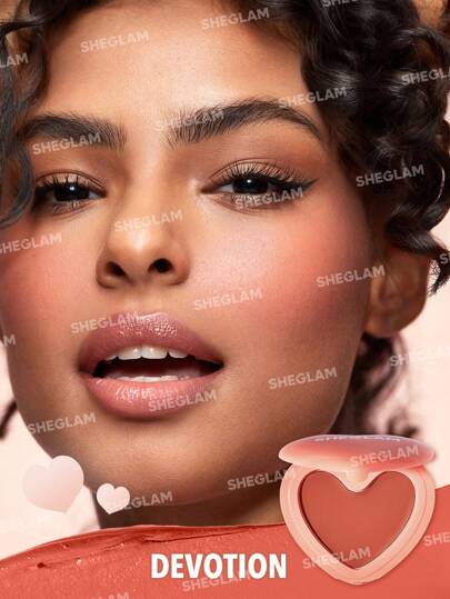 SHEGLAM أحمر خدود كريمي من Playing Cupid-Devotion 7 Shades متعدد الاستخدامات على شكل قلب برتقالي للشفاه والخدود، كريم شفاه غير دهني قابل للمزج، غير قابل للتلاشي، ذو لمسة نهائية ساتانية طبيعية، مكياج وجه غير دهني عيد الأب التخرج عيد الميلاد العطلة...