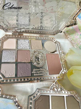 COLORROSE ظلال العيون بودرة حريرية مطفأة، لوحة مكياج متعددة الوظائف، أداء لوني عالي، ظلال عيون مطفأة طويلة الأمد، خفيفة الوزن وناعمة، مع مرآة، بارز، تحديد الوجه وأحمر الخدود