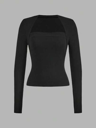 EZwear تيشرت نسائي ضيق طويل الأكمام 2 قطعة مناسب لفصلي الخريف والشتاء