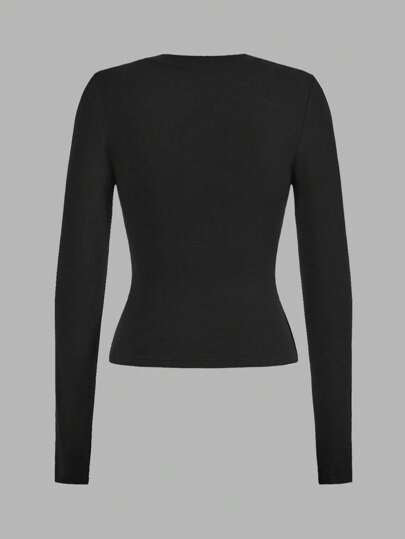 EZwear تيشرت نسائي ضيق طويل الأكمام 2 قطعة مناسب لفصلي الخريف والشتاء