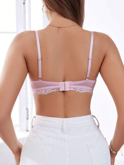 SHEIN حمالة صدر نسائية بسيطة للاستخدام اليومي، مزينة بالدانتيل، ملابس داخلية
