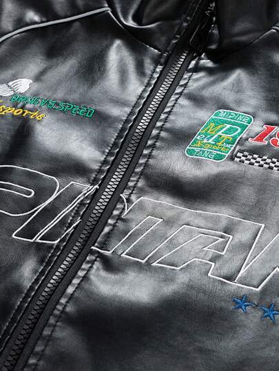 جاكيت جلد طباعة بأكمام طويلة للرجال، مناسبة للخريف، غرانج