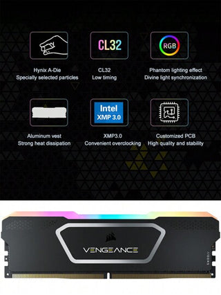 CORSAIR وحدة ذاكرة الوصول العشوائي لسطح المكتب CORSAIR VENGEANCE RGB SL DDR5 RAM Hynix A-DIE 16GB / 32GB Kit 6000 6400 7200MHz C32/C34 XMP 3.0