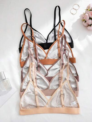 Shein Underwear&Sleepwear Basics صدرية نسائية غير مسلكية بحمالة سباغيتي بلون سادة، 5 قطع