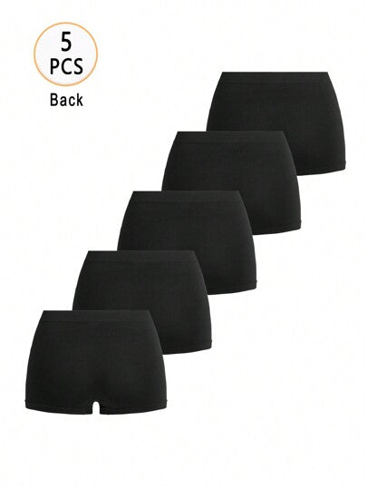 SHEIN سروال قصيرة داخلي موحدة اللون أسلوب أساسي 5 قطع