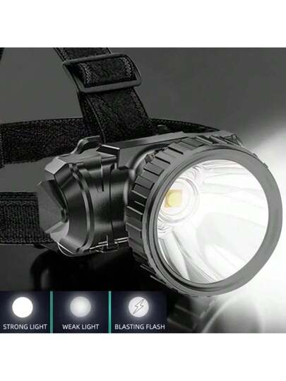 KENSUN 1 قطعة مصباح رأس بإضاءة قوية بتقنية LED للأنشطة الخارجية والصيد، بإمكانية إعادة الشحن عبر منفذ يو إس بي، مصباح رأس قوي بطارية مدمجة للتخييم والركض وإنارة المخيم، من ملحقات التخييم