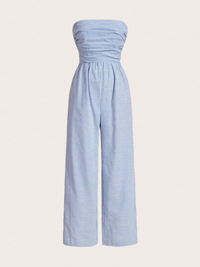 SHEIN EZwear بدلة قصيرة نسائية بدون حمالة مخططة