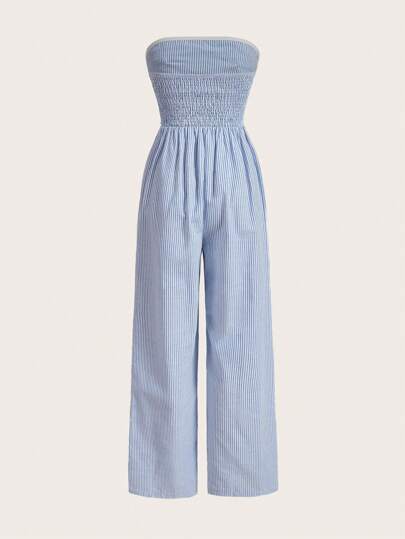 SHEIN EZwear بدلة قصيرة نسائية بدون حمالة مخططة