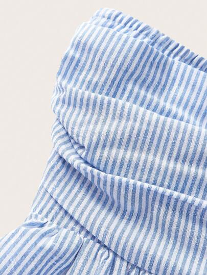SHEIN EZwear بدلة قصيرة نسائية بدون حمالة مخططة