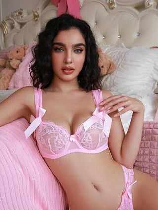 PetitDoll حمالة صدر نسائية مع سلك بتصميم كاواي قطعة واحدة بخامة الدانتيل
