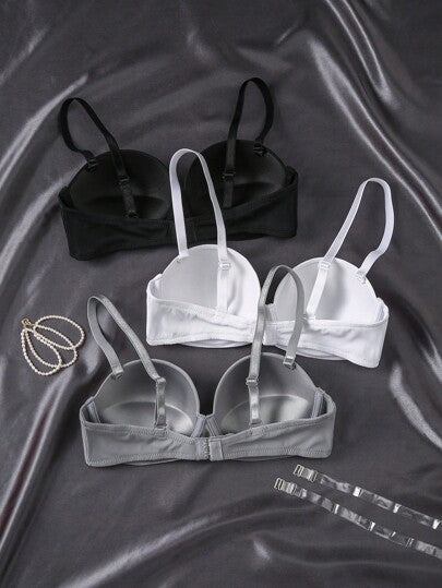 Shein Underwear&Sleepwear Basics حمّالة كتف السباغيتي النسائية بلون سادة، 3 قطع/مجموعة