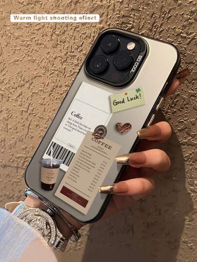 غلاف هاتف صناعة واحدة مزخرف بطبعة القهوة مناسب للآيفون 11 12 13 14 11Pro Max، 12Pro Max، 13Pro Max، 14Pro Max، XR، 15 15 Pro 15 Pro Max، Samsung Galaxy A05، A15، A25، A35، A55، S23، S24، مقاوم للصدمات