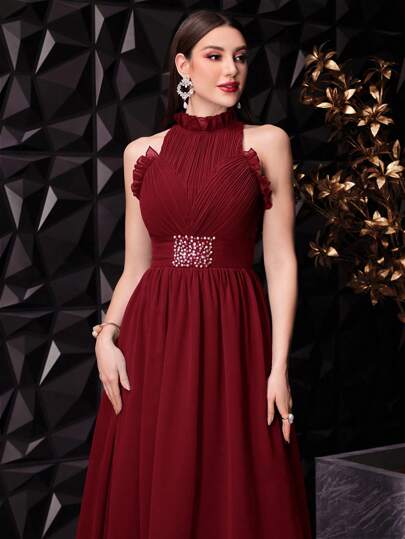 Modelyn فستان نسائي بلون أحمر زهري غامق قصير للحفلات، فستان أمسية طويل