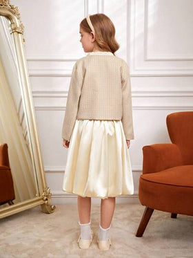 SHEIN مجموعة جاكيت وتنورة فتيات مراهقات