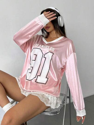 طقم تانكيني حريمي Flirla قميص ثقيل بياقة مستدير طويل الأكمام سادة، للسيدات، للاستخدام اليومي والكاجوال