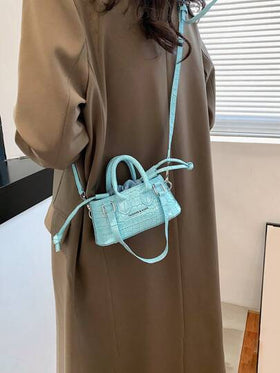 حقيبة يد صغيرة عصرية بنمط تمساح في الجلد الصناعي اللامع للنساء