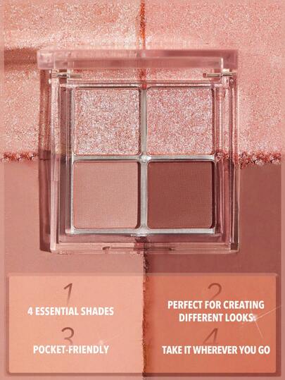 SHEGLAM ظلال العيون Cosmic Crystal Quad-Spellbound 4-Clolor Matte Glitter Eyeshadow Palette Neutral Tone Gold Rose Mauve Shine Glitter Long-Lasting Ultra Pigmented Smooth Blendable Eyeshadow Christmas Winter Brown Eyeshadow عيد الأب التخرج عيد...