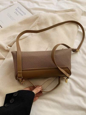 حقيبة كتف نسائية عصرية فريدة من نوعها بتصميم لوني حياكي مائل للجسم ، حقيبة مربعة صغيرة متعددة الاستخدامات